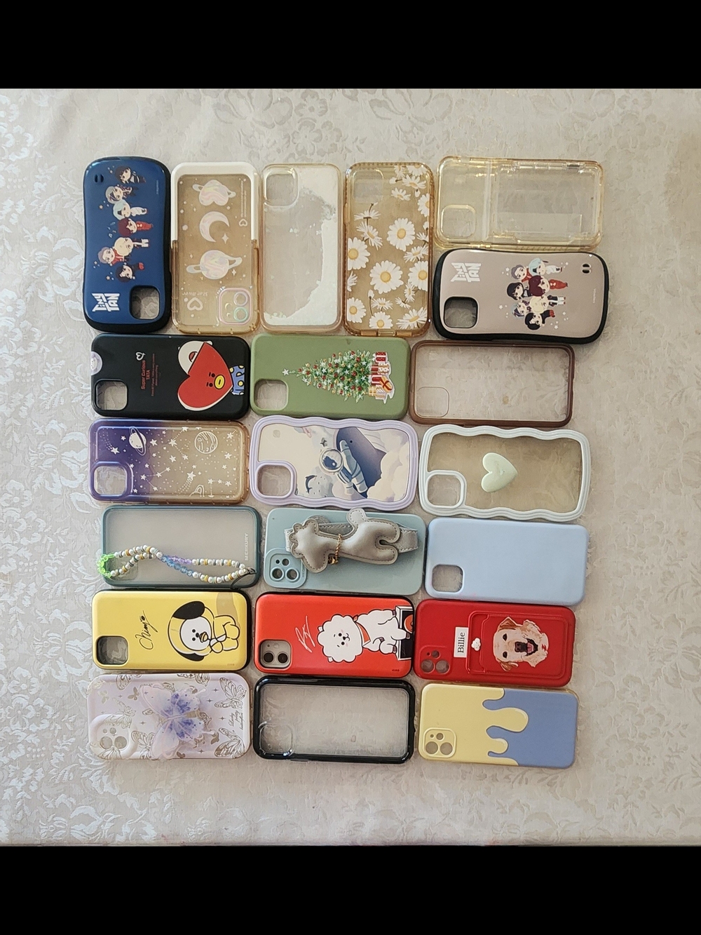 Assorted Decorative Phone Cases - Blue, Red, Yellow, Green, Purple, Pink, White